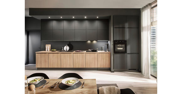 EINBAUKÜCHE   - Eichefarben/Graphitfarben, Design, Holzwerkstoff - Xora