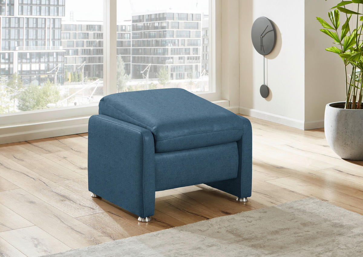 HOCKER in Textil Blau  - Blau/Alufarben, KONVENTIONELL, Textil/Metall (67/44/58cm) - Beldomo Comfort