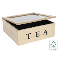 KUTIJA ZA ČAJ     - prirodna boja, Osnovno, drvo (22,5/22,5/9cm)