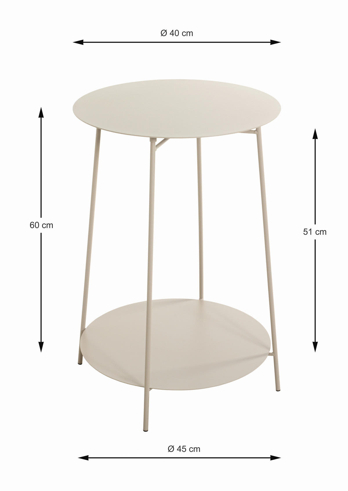 BEISTELLTISCH Kaschmir rund  - Kaschmir, Trend, Metall (45/60cm)