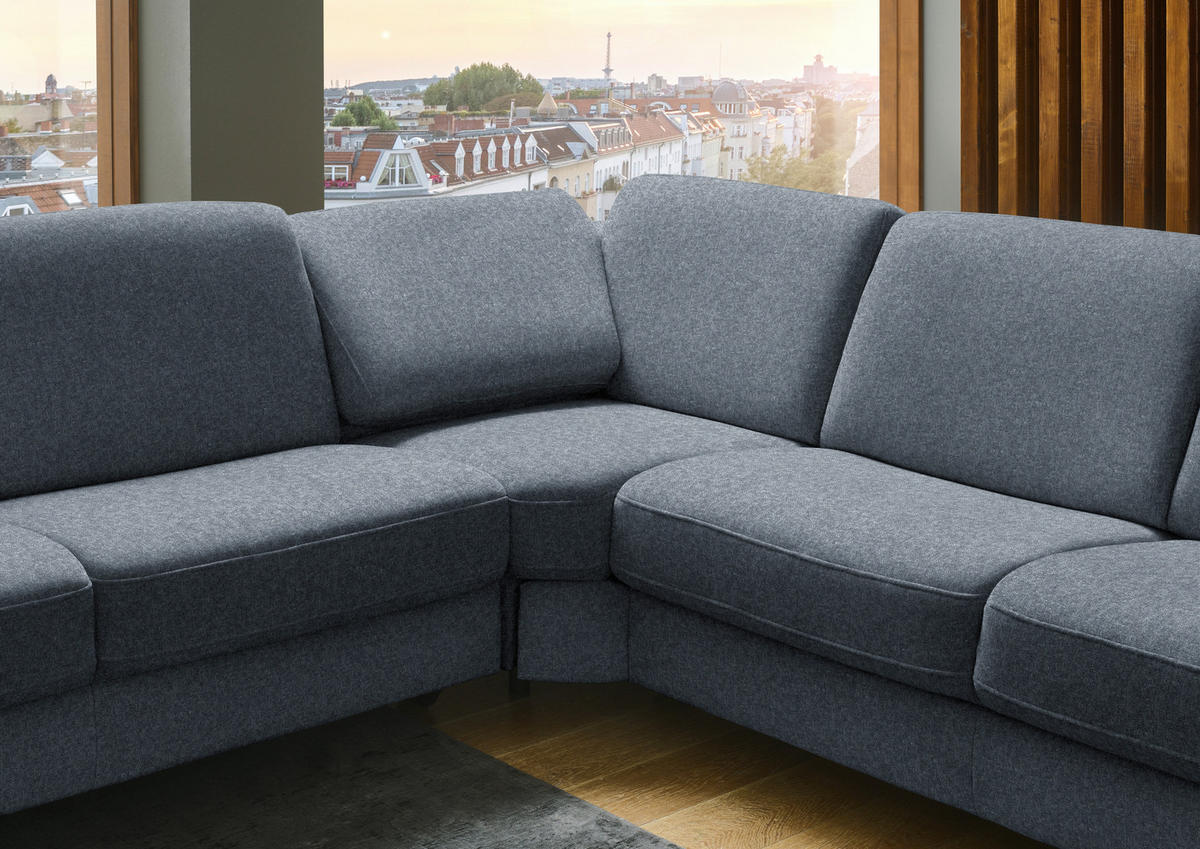 ECKSOFA in Chenille Dunkelgrau  278/278 cm  - Dunkelgrau/Schwarz, Design, Textil/Metall (278/278cm) - Valdera