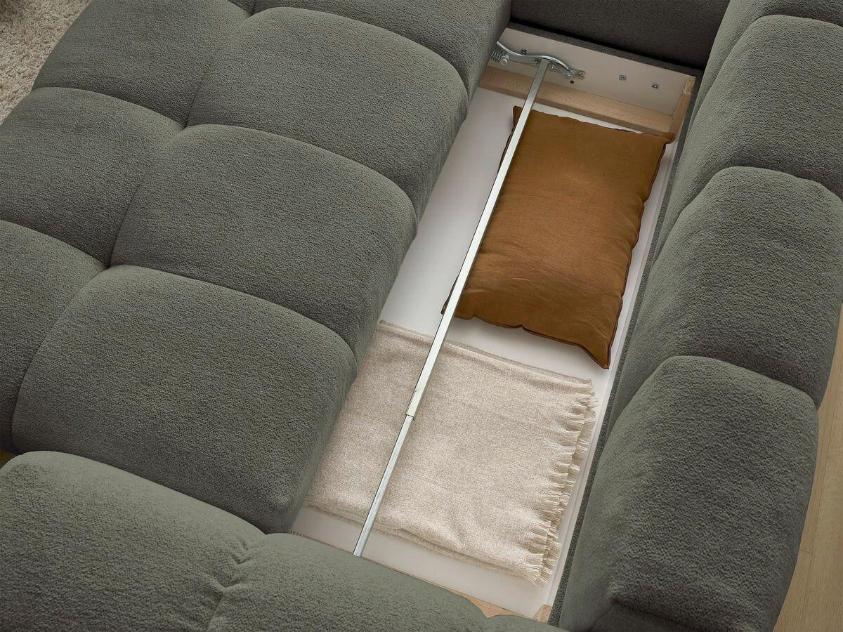 ECKSCHLAFSOFA EVEREST  mit Rücken echt, Armteil links, Armteil rechts Flachgewebe Grün  - Schwarz/Grün, MODERN, Kunststoff/Textil (320/212cm)