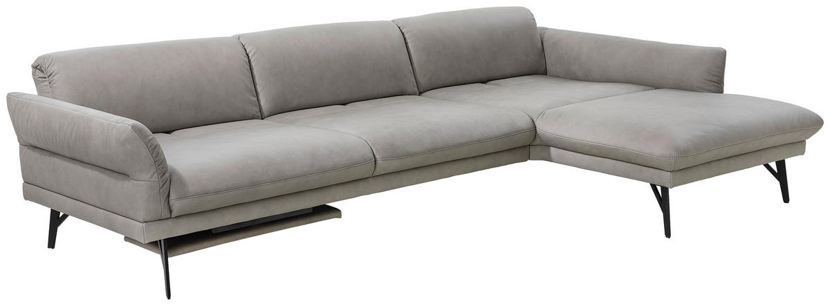 ECKSOFA in Echtleder Grau  - Anthrazit/Grau, Design, Leder/Metall (308/173cm) - Joop!