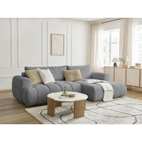 ECKSCHLAFSOFA FUJI Bouclé Dunkelgrau  inkl.  - Dunkelgrau/Schwarz, MODERN, Kunststoff/Textil (292/160cm)