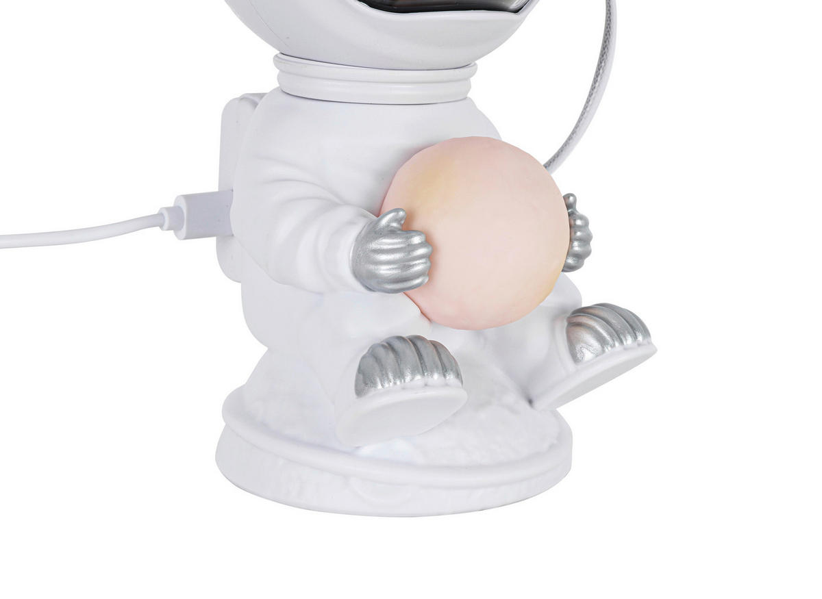 DEČJA STONA LAMPA - bela/srebrna, Trendi, plastika (12,5/20,5/11,5cm) - Novel