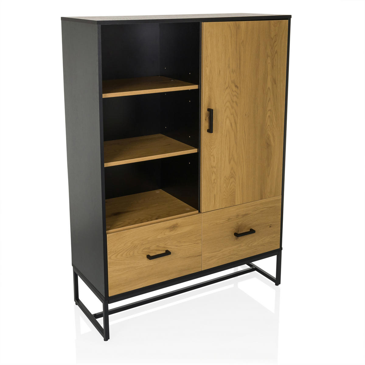 HIGHBOARD  in 100/140/40 cm  - Eichefarben/Schwarz, MODERN, Holzwerkstoff/Metall (100/140/40cm) - MID.YOU