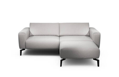 2,5-Sitzer inkl. Hocker in Chenille Hellgrau  - Hellgrau/Schwarz, Design, Textil/Metall (220/86/86-94cm) - SENSOO
