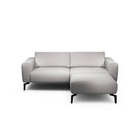 2,5-Sitzer inkl. Hocker in Chenille Hellgrau  - Hellgrau/Schwarz, Design, Textil/Metall (220/86/86-94cm) - SENSOO