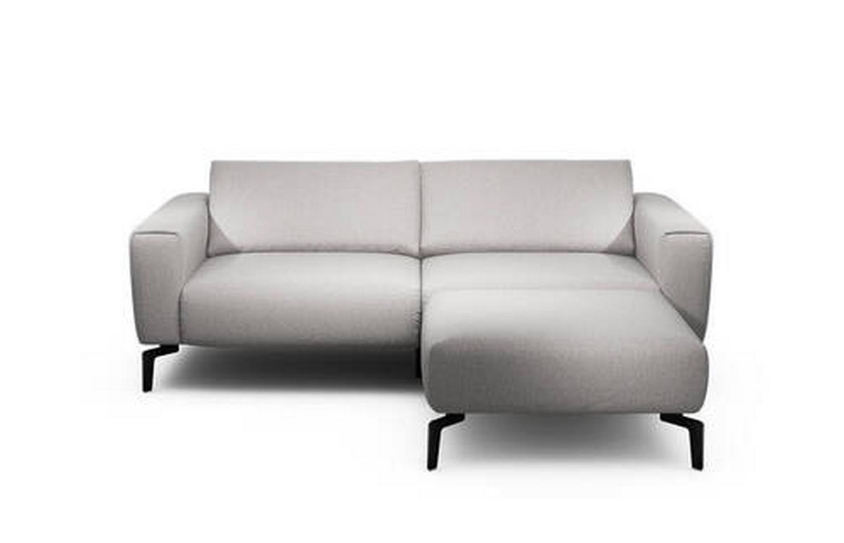 2,5-Sitzer inkl. Hocker in Chenille Hellgrau  - Hellgrau/Schwarz, Design, Textil/Metall (220/86/86-94cm) - SENSOO