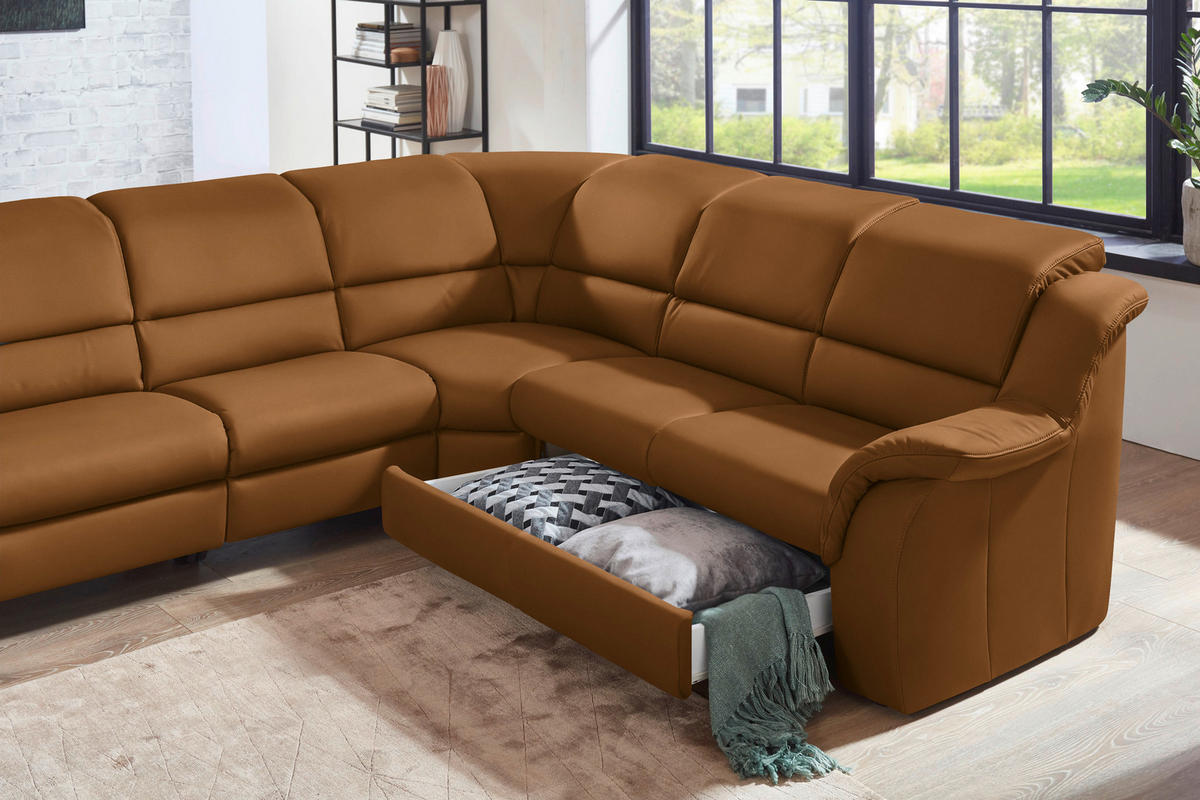 ECKSOFA  in Echtleder Cognac  324/260 cm  - Chromfarben/Cognac, KONVENTIONELL, Leder/Kunststoff (324/260cm) - Cantus