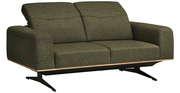 2-SITZER-SOFA in Struktur Olivgrün - Schwarz/Olivgrün, Design, Textil/Metall (174/76-97/102cm) - Novel