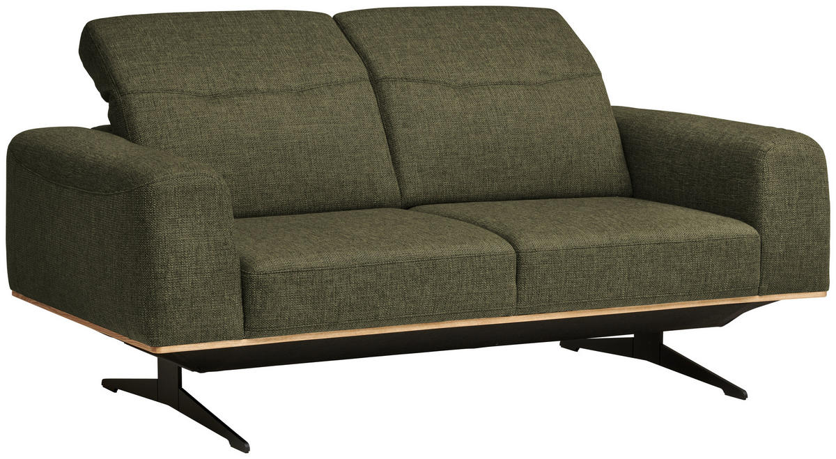 2-SITZER-SOFA in Struktur Olivgrün  - Schwarz/Olivgrün, Design, Textil/Metall (174/76-97/102cm) - Novel