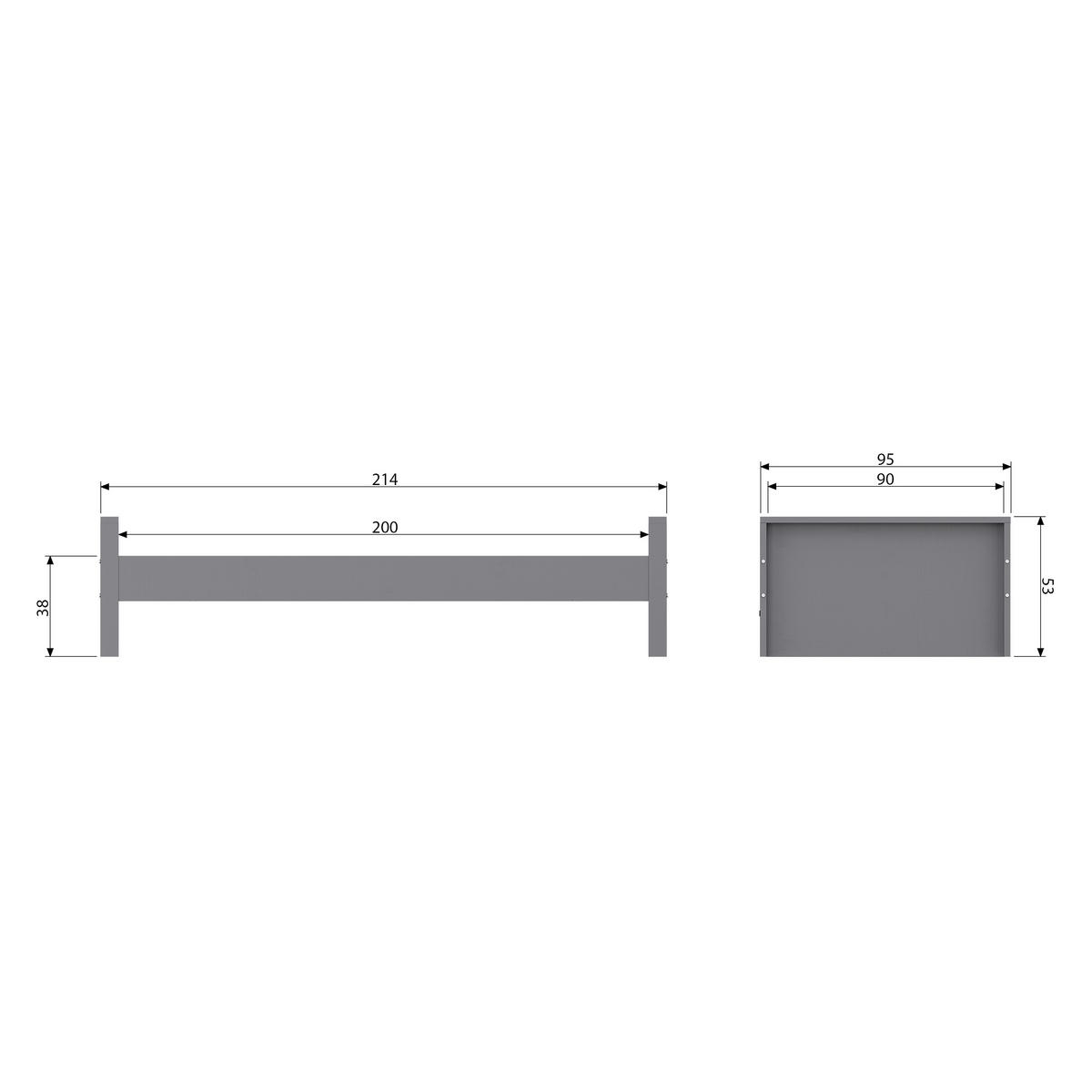 BETT 90/200 cm  in Grau  - Grau, Design, Holz (90/200cm) - Livetastic