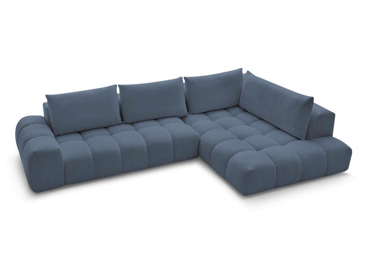 ECKSOFA Ottomane rechts  EVEREST Dunkelblau Flachgewebe  - Schwarz/Dunkelblau, MODERN, Kunststoff/Textil (352/210cm) - Livetastic