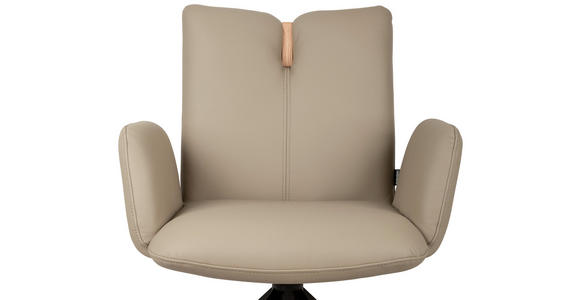 ARMLEHNSTUHL  Sitzfläche 360° drehbar, automatische Rückholfunktion  Echtleder  - Taupe/Schwarz, Design, Leder/Holz (62/87/63cm) - Valnatura