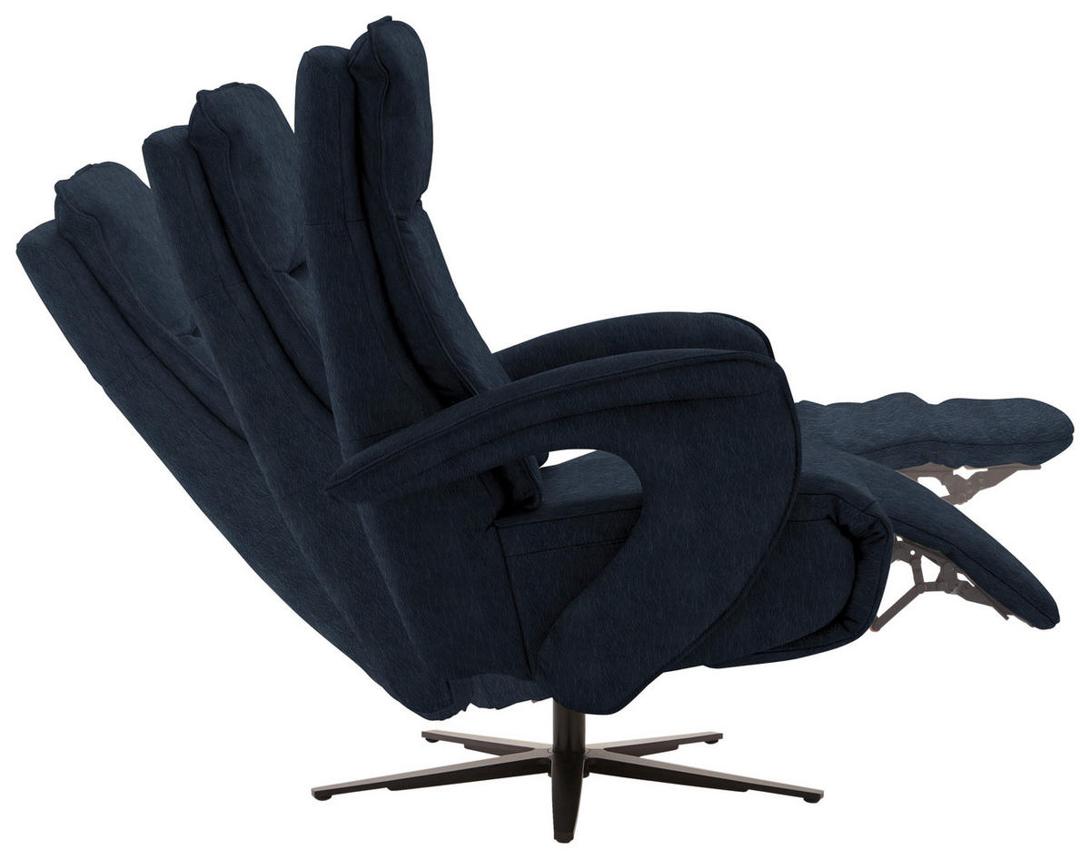 RELAXSESSEL in Leder Dunkelblau  - Schwarz/Dunkelblau, Design, Leder/Metall (77/110/87cm) - Valdera