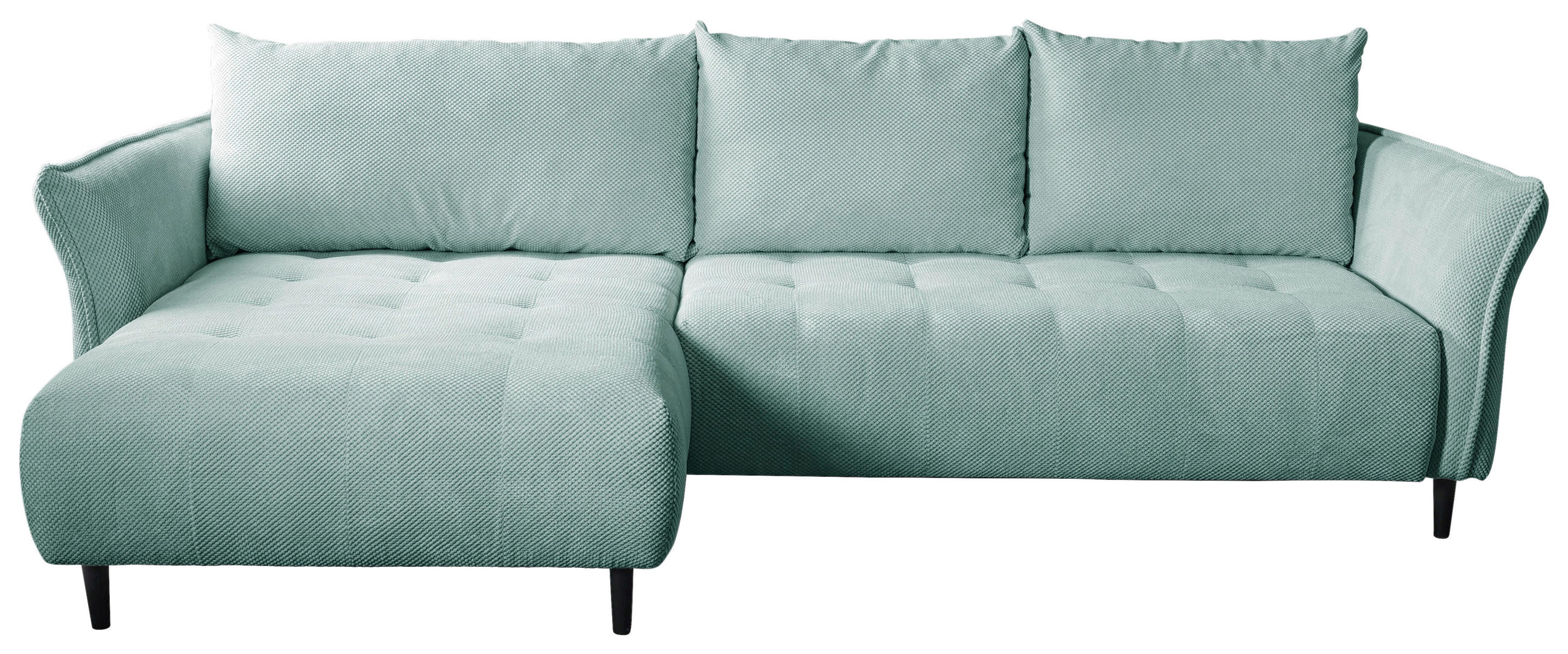 ECKSOFA MONTE CARLO Mintgrün Struktur, Plüsch  - Schwarz/Mintgrün, Trend, Textil (160/290cm) - MID.YOU