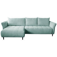 ECKSOFA MONTE CARLO Mintgrün Struktur, Plüsch  - Schwarz/Mintgrün, Trend, Textil (160/290cm) - MID.YOU