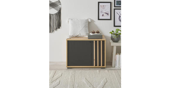 GARDEROBENBANK 64,3/47/38 cm - Schwarz/Eiche Artisan, Design, Holzwerkstoff/Kunststoff (64,3/47/38cm) - Carryhome