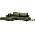 ECKSOFA  in Echtleder Grün  201/304 cm  - Schwarz/Grün, Design, Leder/Metall (201/304cm) - Belluti