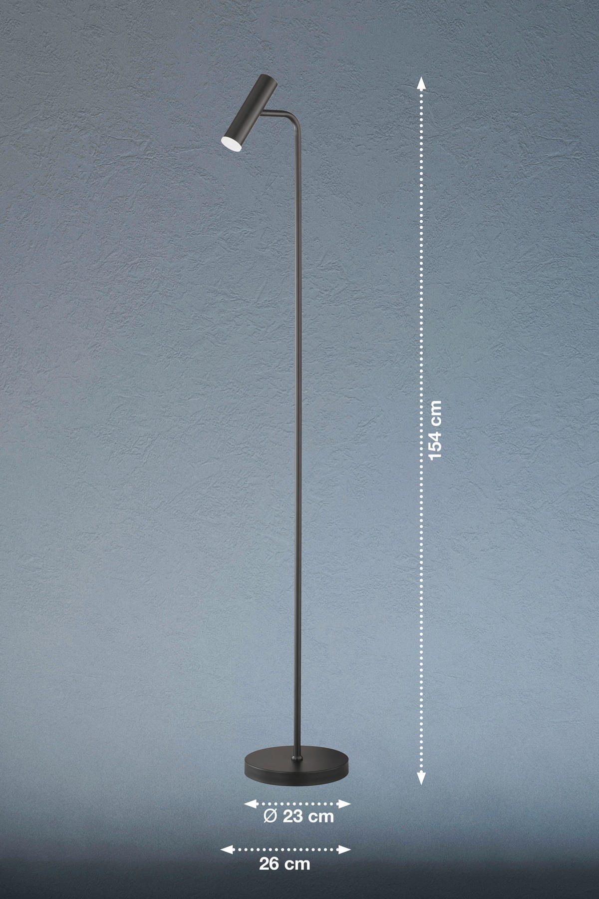 LED-STEHLEUCHTE 23/154 cm    - Schwarz, Design, Metall (23/154cm) - Schöner Wohnen