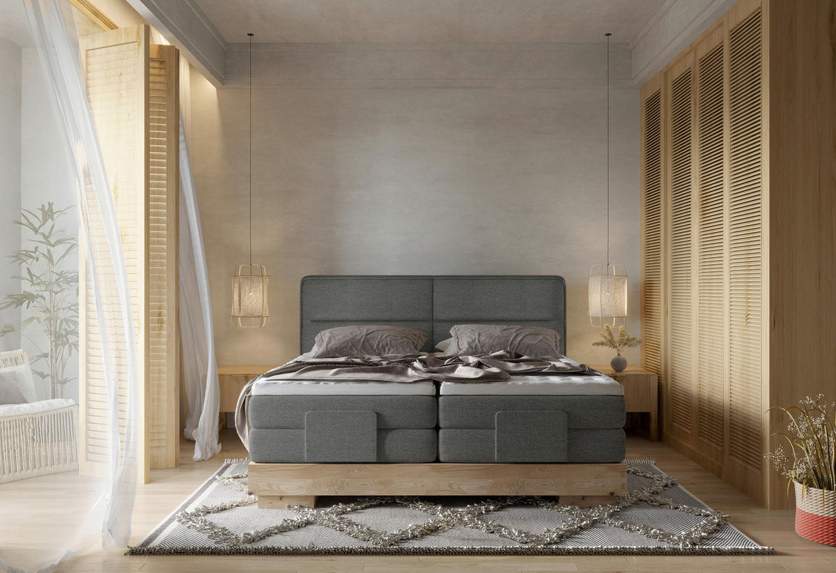 BOXSPRINGBETT 180/200 cm  in Anthrazit, Eichefarben  - Eichefarben/Anthrazit, Natur, Holz/Holzwerkstoff (180/200cm) - Valnatura