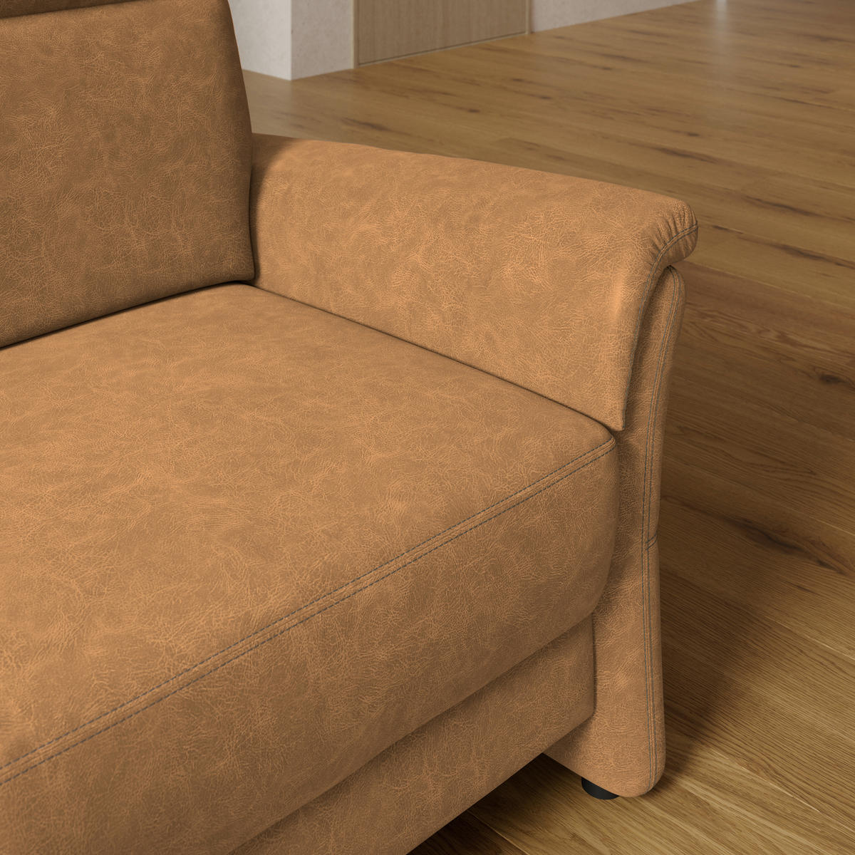 2,5-SITZER Mikrofaser Senfgelb  - Senfgelb/Schwarz, Konventionell, Kunststoff/Textil (170/99/91cm) - Elegando