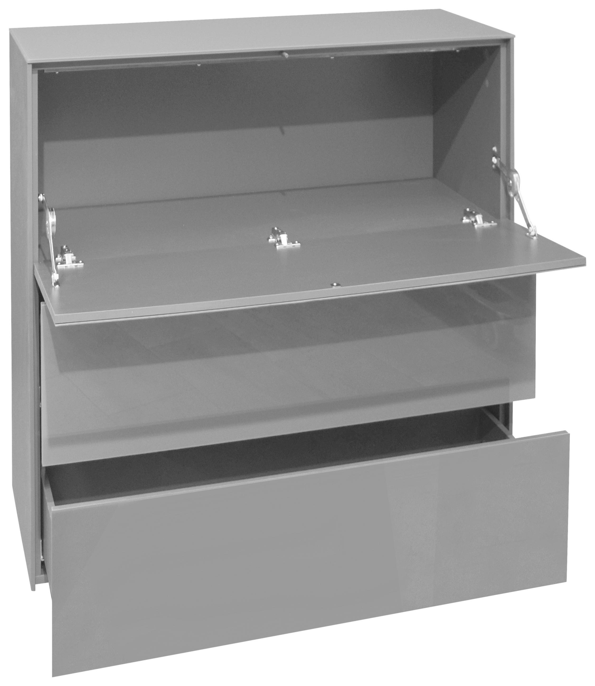 KOMODA, světle šedá, 82/89/42 cm - černá/světle šedá, Design, kompozitní dřevo/plast (82/89/42cm) - Novel