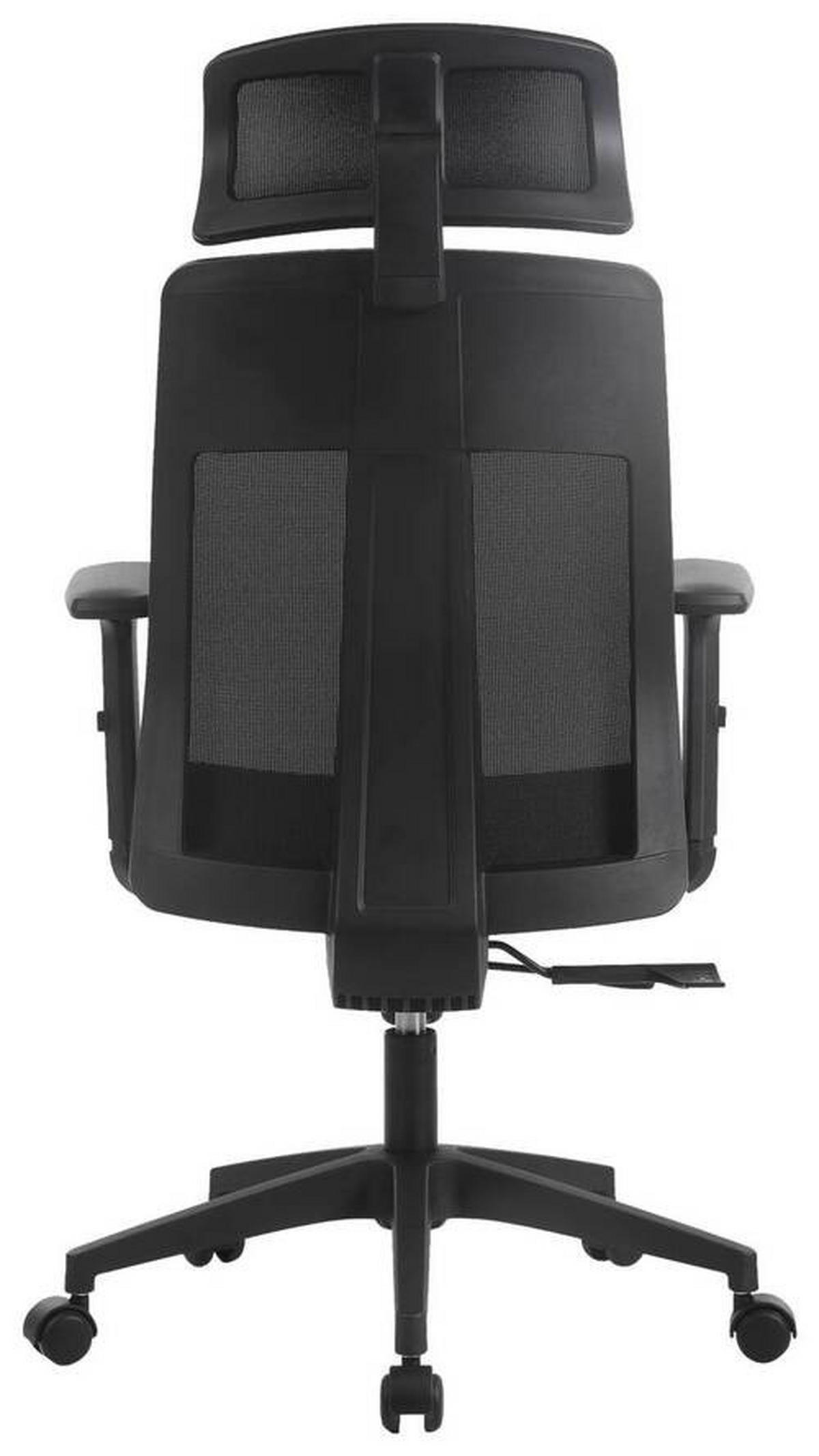 SCAUN ROTATIV  plasă tensionată, țesătură negru  - negru, Konventionell, plastic/textil (66/117-125/66cm) - Novel
