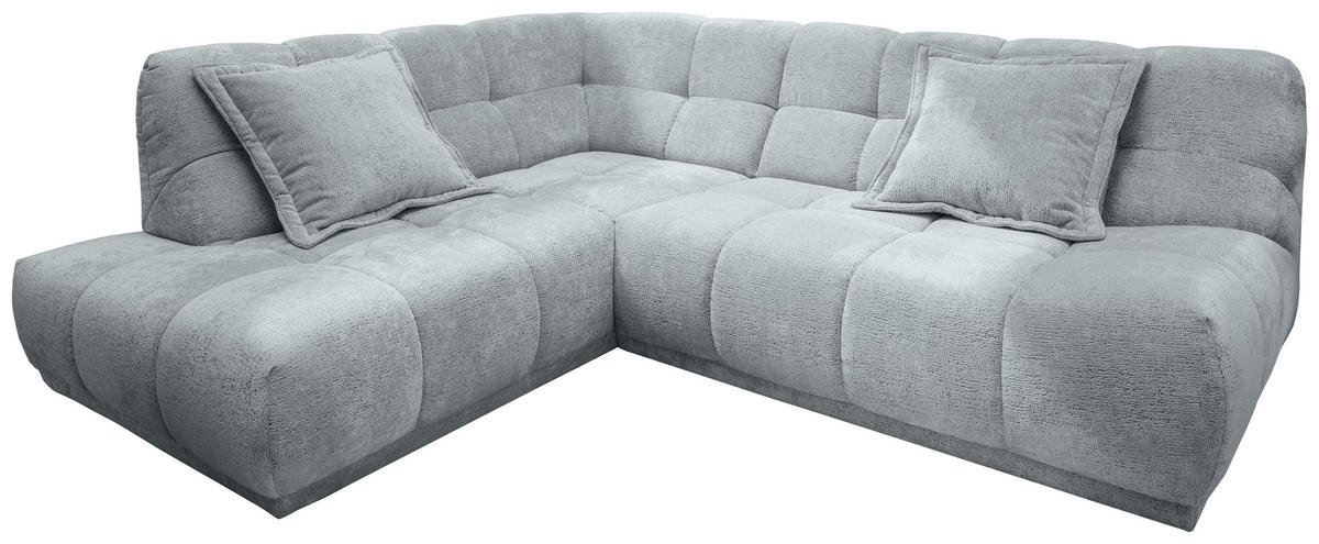 ECKSOFA ITALIA in Chenille Hellblau  203/254 cm  - Schwarz/Hellblau, MODERN, Kunststoff/Textil (203/254cm) - Livetastic