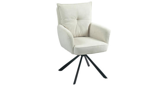 ARMLEHNSTUHL in Eisen Cord - Creme/Schwarz, Design, Textil/Metall (60/95/67cm) - Novel