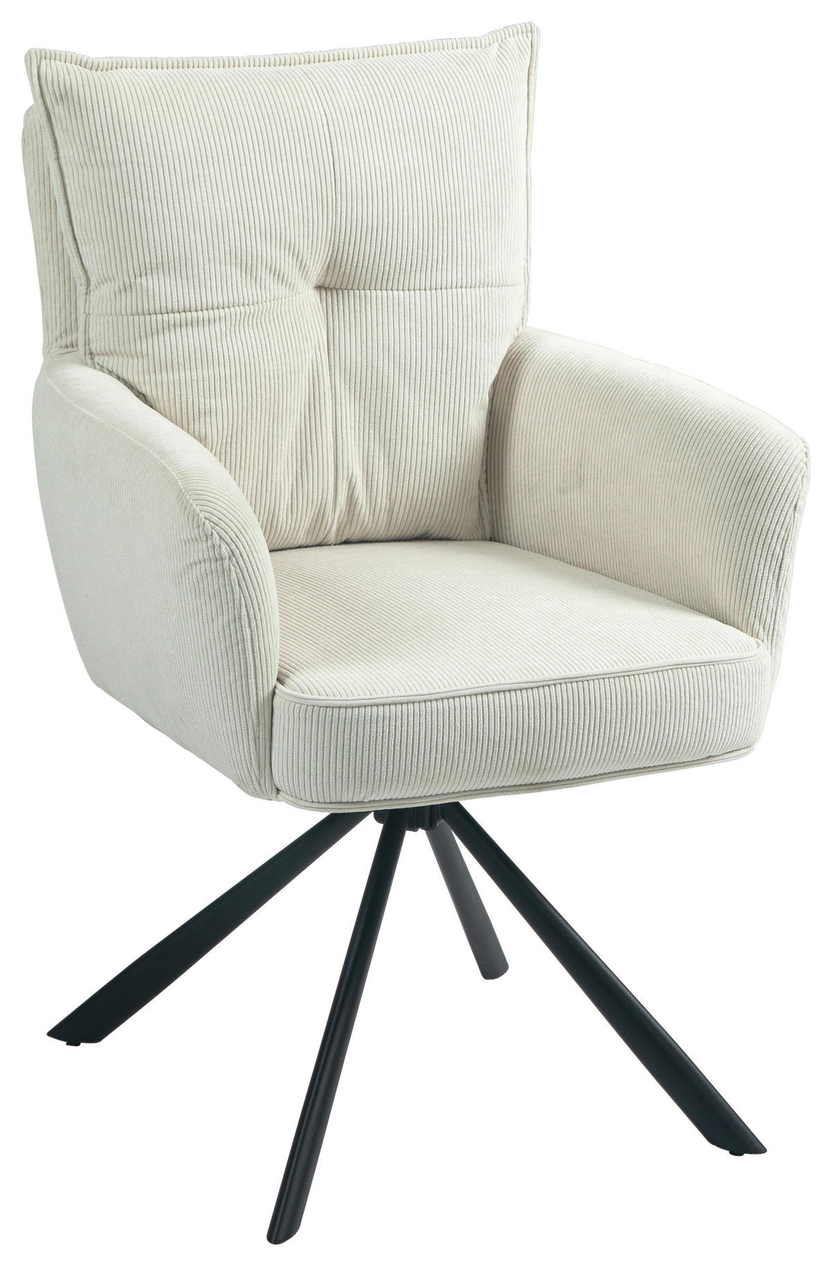 ARMLEHNSTUHL  in Eisen Cord  - Creme/Schwarz, Design, Textil/Metall (60/95/67cm) - Novel