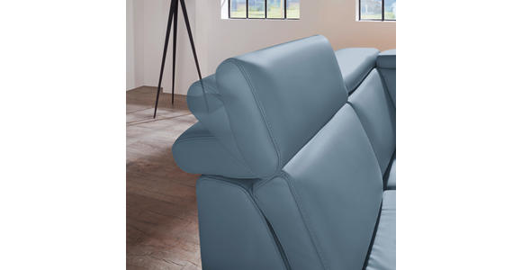 ECKSOFA in Echtleder Blau  - Blau/Alufarben, Design, Leder/Metall (242/271cm) - Cantus