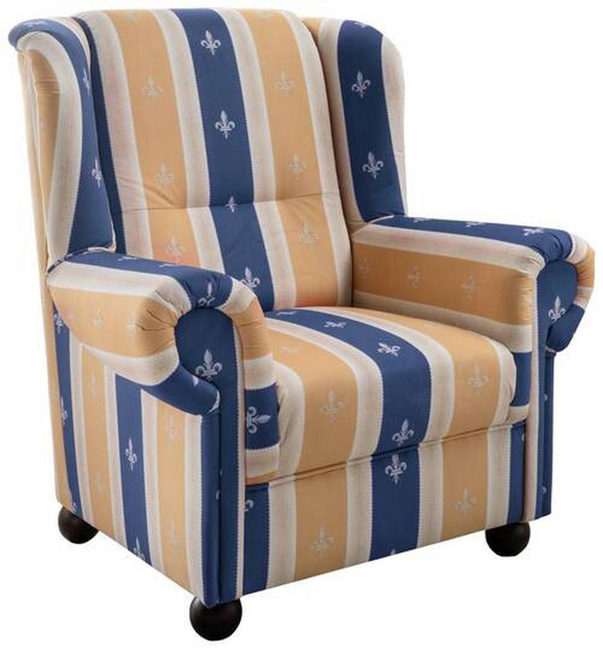 OHRENSESSEL in Mikrofaser Blau  - Wengefarben/Blau, Konventionell, Holz/Textil (92/102/89cm) - Livetastic