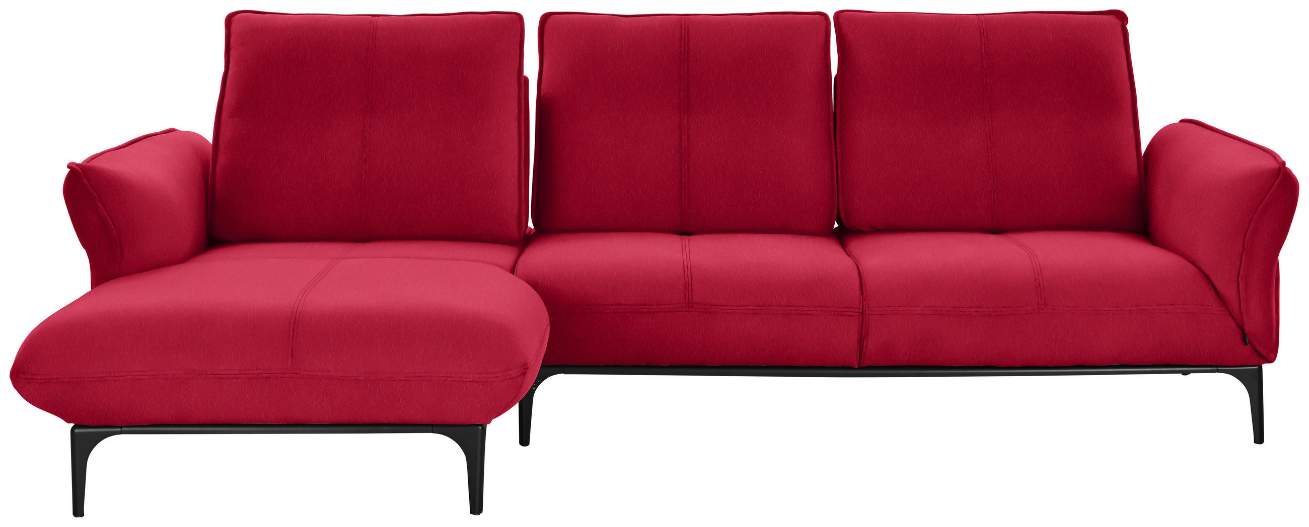 ECKSOFA in Echtleder Rot  - Rot/Schwarz, Natur, Leder (182/277cm) - Valnatura