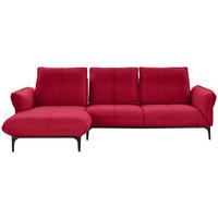ECKSOFA in Echtleder Rot  182/277 cm  - Rot/Schwarz, Natur, Leder (182/277cm) - Valnatura