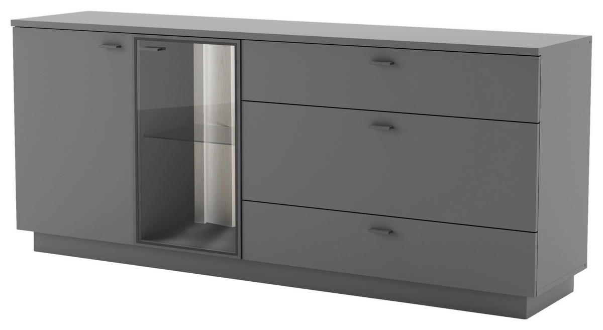 SIDEBOARD  in 192/81/44 cm  - Silberfarben/Grau, Design, Glas/Holzwerkstoff (192/81/44cm) - Livetastic