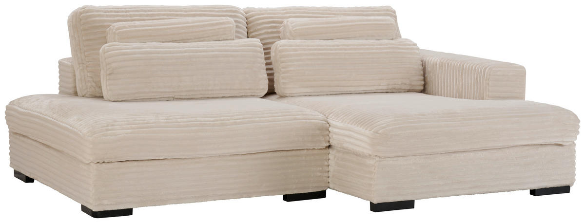 ECKSOFA in Cord Beige  - Beige/Schwarz, Design, Kunststoff/Textil (223/158cm) - Lomoco