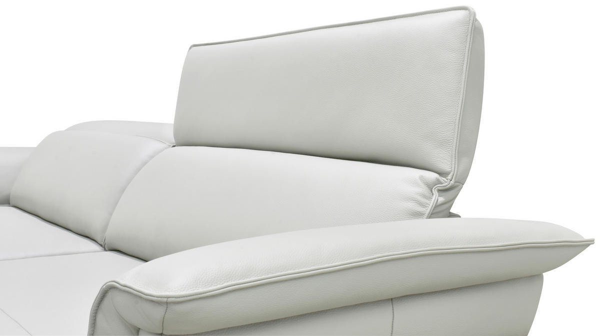 ECKSOFA Hellgrau, Schwarz Echtleder Rückenkissen, Rücken echt, Kopfteilverstellung, Sitztiefenverstellung, Fußteilverstellung, Armlehnenkissen  - Hellgrau/Schwarz, Design, Leder/Metall (280/75-100/112-176cm) - Celina Home