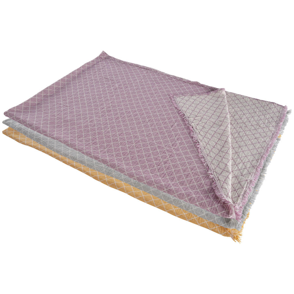 Thumbnail - Ambiente Wohndecke Musa, Gelb, Natur, Textil, Raute, 150x200 cm, Oeko-Tex® Standard 100, Fransen, pflegeleicht, Double f...