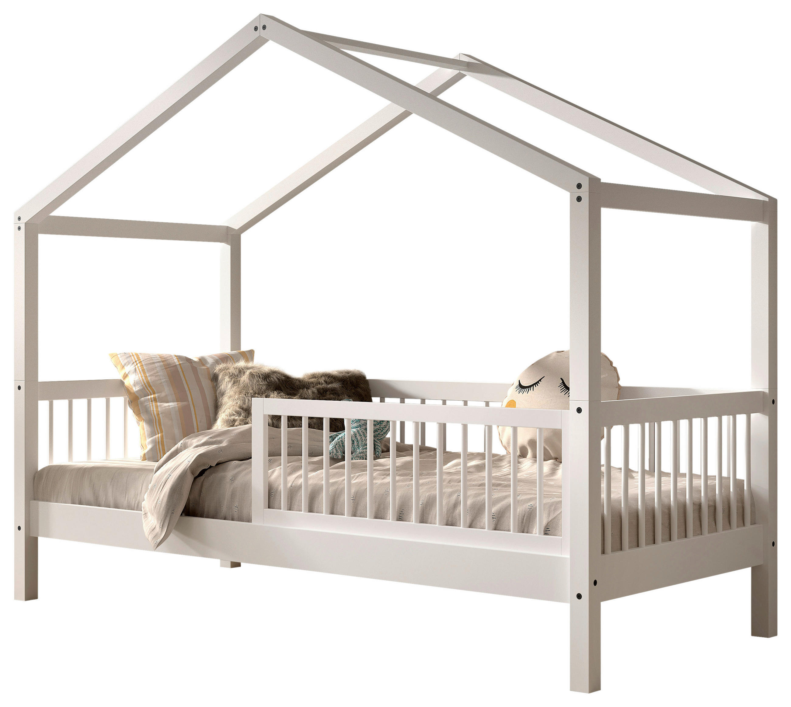 HAUSBETT Absturzsicherung, Rollrost 90/200 cm  - Naturfarben/Weiß, MODERN, Holz (90/200cm) - MID.YOU