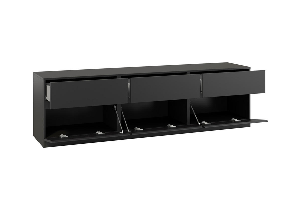 LOWBOARD Bern 179,9/52,3/40 cm 3 Schublade(n) stehend  - Schwarz, Design, Holzwerkstoff (179,9/52,3/40cm) - MID.YOU