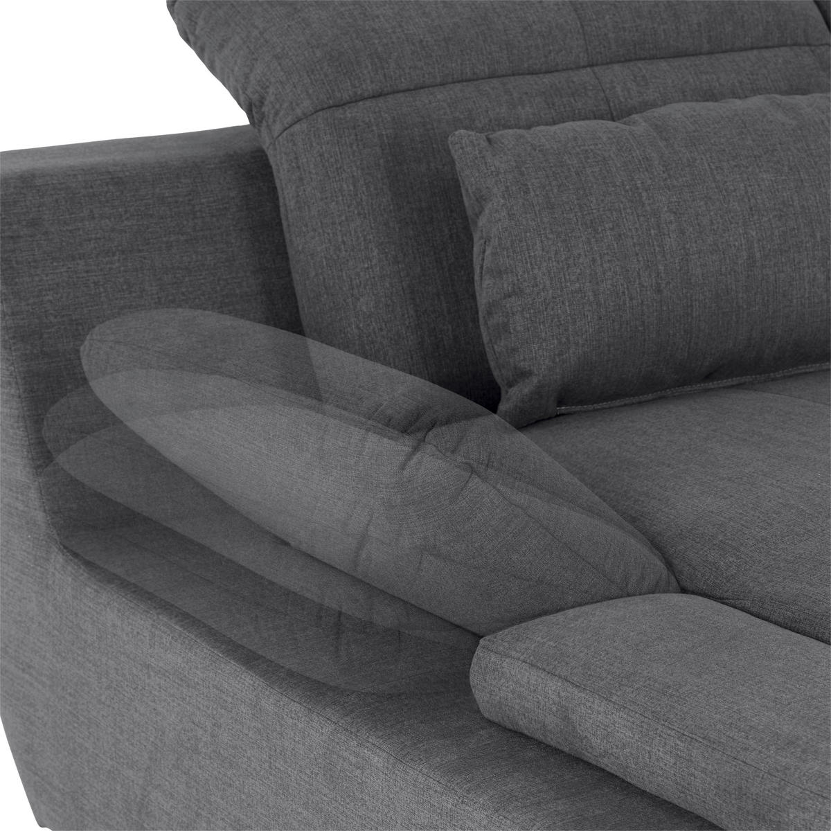 WOHNLANDSCHAFT in Mikrofaser Dunkelgrau  - Chromfarben/Dunkelgrau, Modern, Textil/Metall (184/345/228cm) - MID.YOU