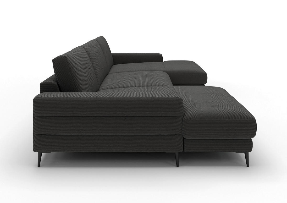 WOHNLANDSCHAFT Badia Base Anthrazit Feincord  - Anthrazit/Schwarz, Design, Textil/Metall (177/376/177cm) - Dieter Knoll