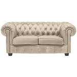 CHESTERFIELD-SOFA in Lederlook Creme  - Wengefarben/Creme, LIFESTYLE, Holz/Textil (180/76,5/96cm) - Landscape