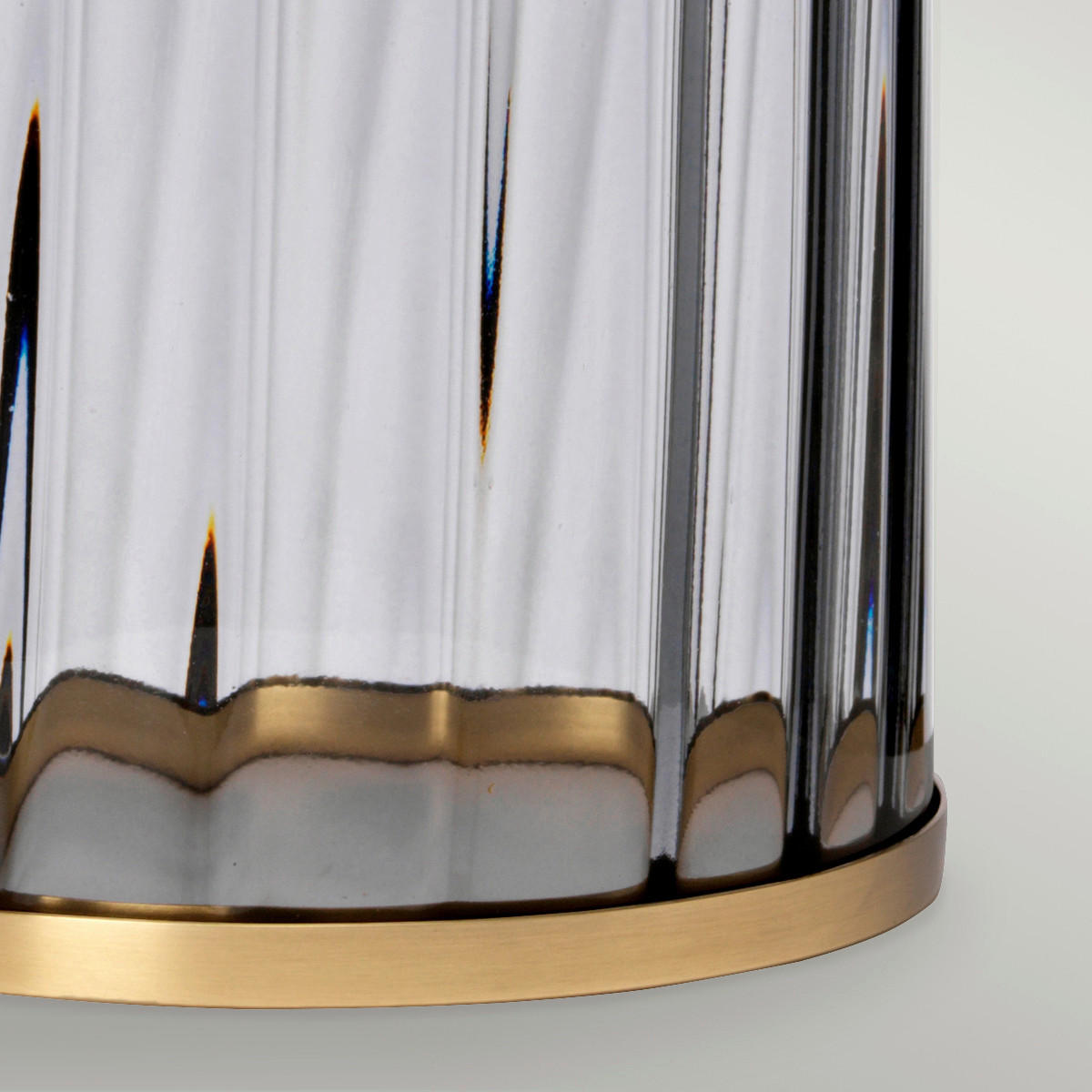 TISCHLEUCHTE - Messingfarben/Grau, Design, Glas/Textil (35.5/60.4cm) - Elstead Lighting