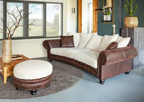 CHESTERFIELD-SOFA Braun, Creme Cord, Flachgewebe  - Dunkelbraun/Creme, ROMANTIK / LANDHAUS, Holz/Textil (276/81/140cm) - Landscape