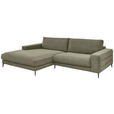 ECKSOFA in Feincord Olivgrün  - Schwarz/Olivgrün, Design, Textil/Metall (207/293cm) - Dieter Knoll