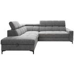 ECKSOFA Grau Struktur Bettkasten, Kopfteilverstellung, Liegefläche im Originalstoff  - Schwarz/Grau, MODERN, Textil/Metall (212/254cm) - Carryhome