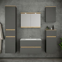 BADEZIMMER 6-teilig  in 161 cm  - Anthrazit/Weiß, Trend, Keramik/Holzwerkstoff (161cm) - MID.YOU
